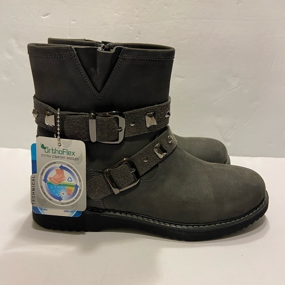 Ten Ten Girls Youth Leather Booties Size EURO 35/US 3.5 Gray Boots Arch Support